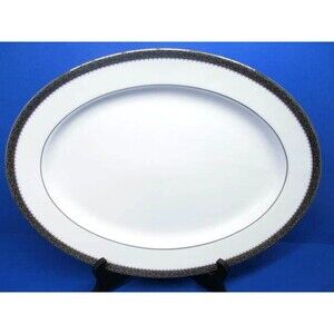 Noritake Contemporary Essex Platinum Oval Serving Platter 13 1/2"